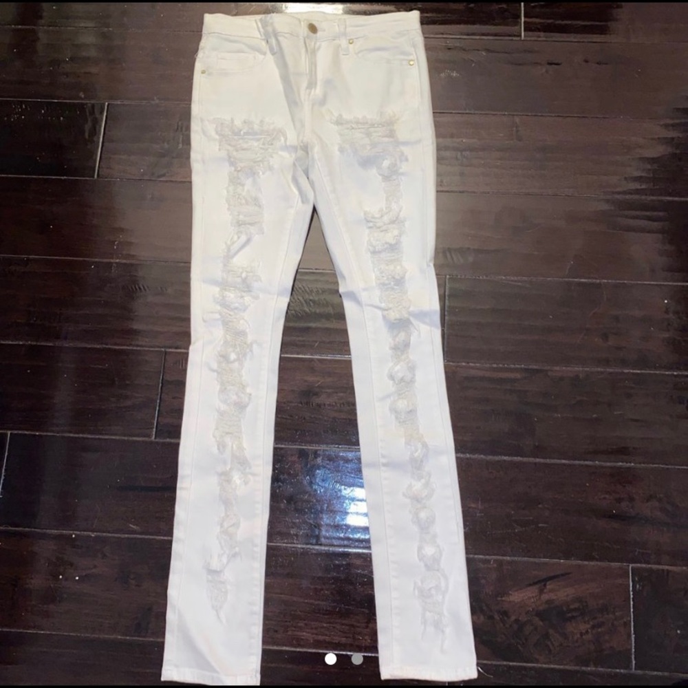 white ripped jeans